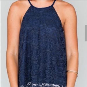Show Me Your MuMu Selena Top in Navy Lace size L NWOT